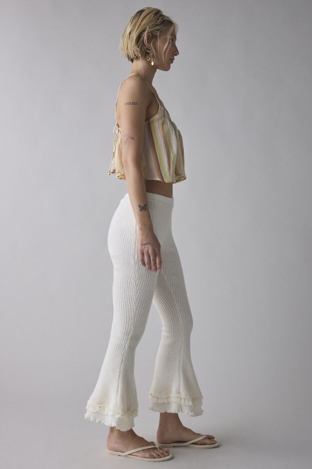 Zemeta Forgive Knit Frill Semi-Sheer Knit Flare Pant #2