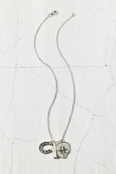 Urban Outfitters Beau Stainless Steel Charm Necklace In Silver, Men's At  In Silver