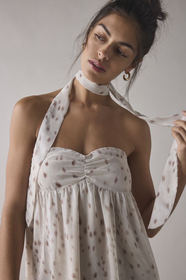 Motel Yukio Strapless Scarf Babydoll Mini Dress #2