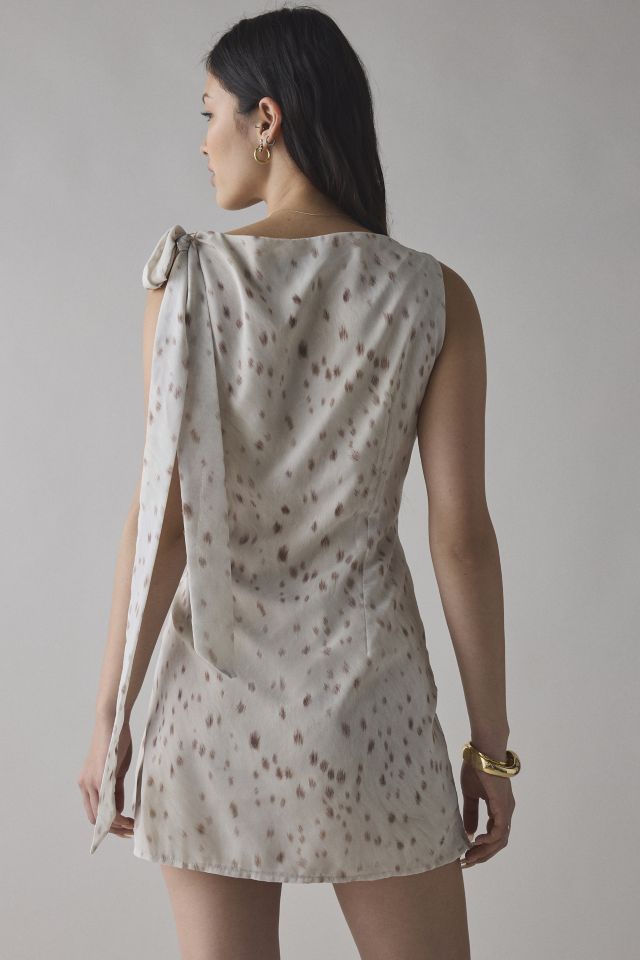 Motel Jenat Satin Cowl Neck Scarf-Tie Slip Mini Dress #1