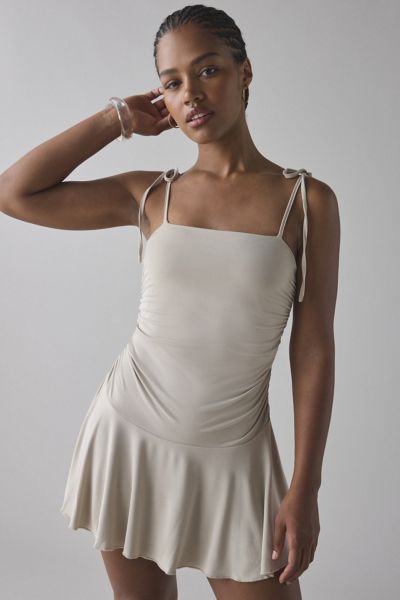 Motel Makani Ruched Drop Waist Mini Dress