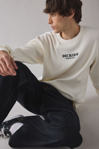 Dickies Waffle Thermal Long Sleeve Tee In Cream, Men's At Urban Outfitters In White