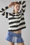Abrand 00 Jenna Pleated Low-Rise Denim Micro Mini Skirt