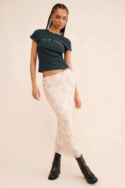 Glamorous Floral Fitted Slip Midi Skirt