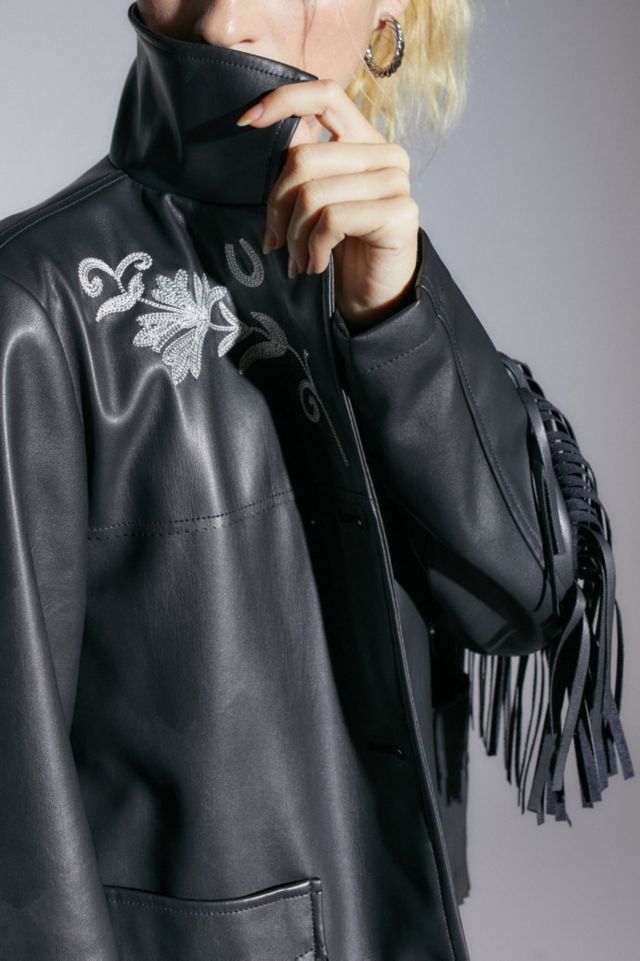Arden Vegan Leather Fringe Jacket #2