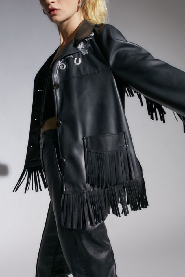 Arden Vegan Leather Fringe Jacket #3