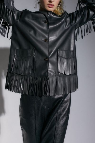 Arden Vegan Leather Fringe Jacket
