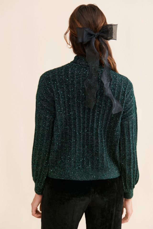 Molly Bracken Knitted Shimmer Turtleneck Sweater #1
