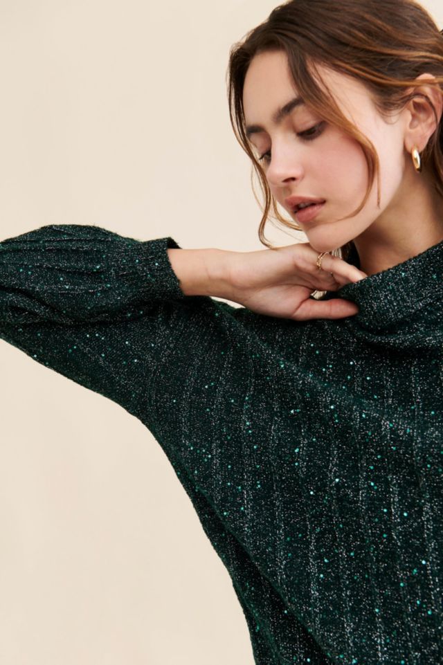 Molly Bracken Knitted Shimmer Turtleneck Sweater #2
