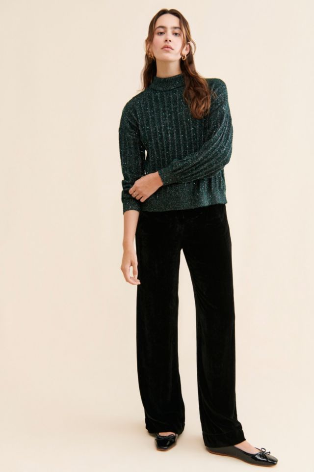 Molly Bracken Knitted Shimmer Turtleneck Sweater #3