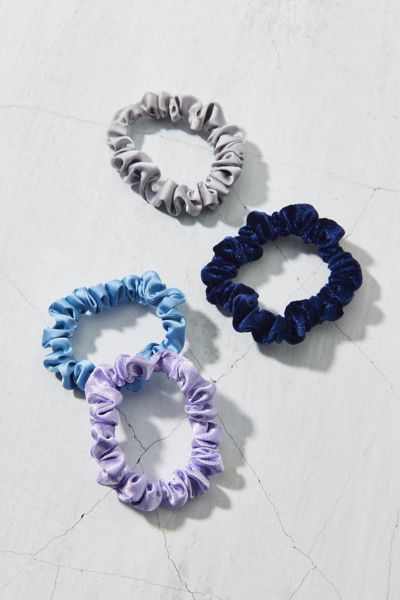Urban Outfitters Velvet & Satin Hair Scrunchie Set In Blue/lavender/grey, Women's At  In Blue/lavender/grey