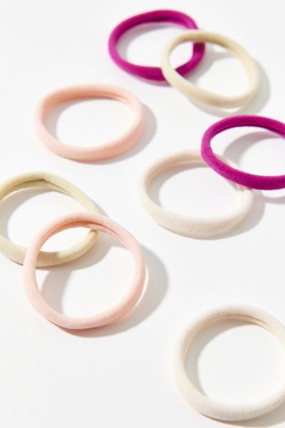 Urban Outfitters Soft Ponytail Holder 8-pack Set In Ivory/pink, Women's At  In Ivory/pink