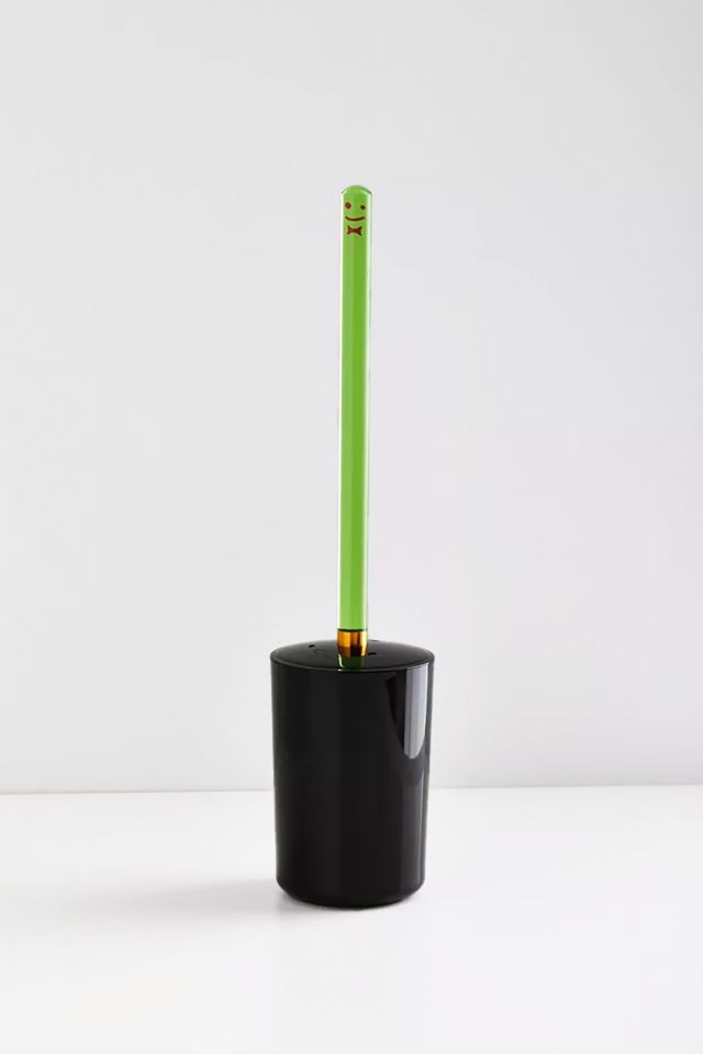 Green and Black Acrylic Toilet Plunger with Holder