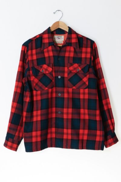 Vintage Wool Plaid Button Down Shirt