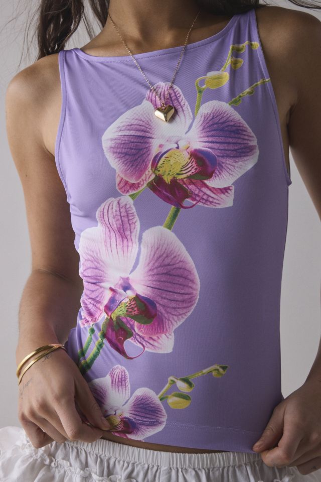 UO Mercedes Orchid Graphic Boatneck Tank Top | Urban Outfitters