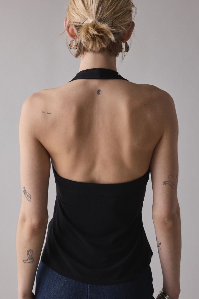 UO Lizzy Asymmetrical Snap Cropped Halter Top #3