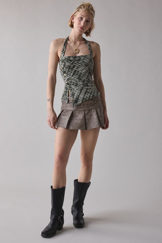 UO Lizzy Asymmetrical Snap Cropped Halter Top #2