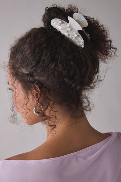 Barrette à fleurs 3D ornée de strass