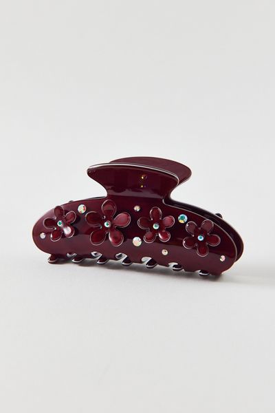 Rhinestone 3D Floral Claw Clip