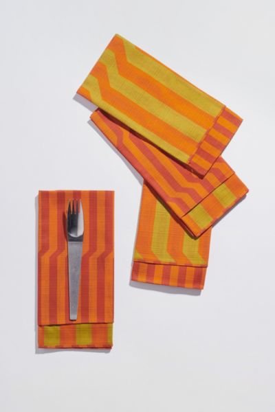 Tortuga Forma Double Sided Dinner Napkin Set In Vermillion At Urban Outfitters In Orange