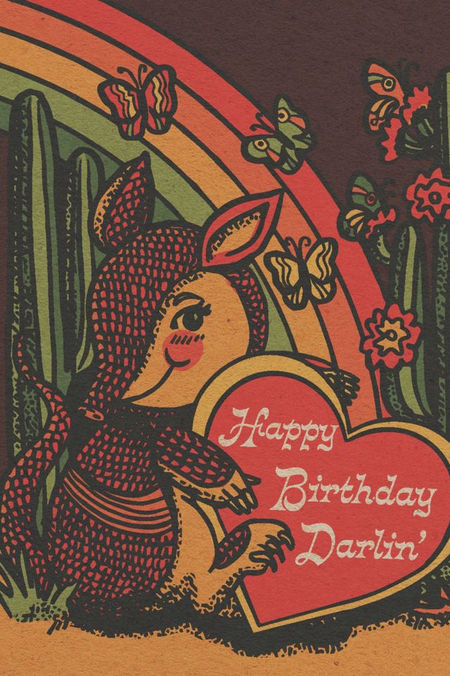 Red Cap  Armadillo Birthday Card #1