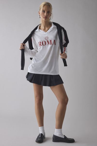 BDG KANE ROMA SOCCER JERSEY GRAPHIC LONG SLEEVE TEE IN WHITE, WOMEN'S AT URBAN OUTFITTERS 
