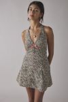 Kimchi Blue Lola Tropical Floral Embroidered Asymmetric Halter Midi Dress
