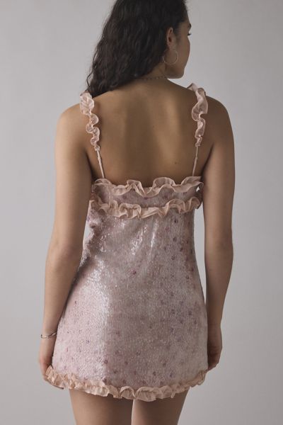 For Love & Lemons Sophia Ruffle-Trim Sequin Mini Dress