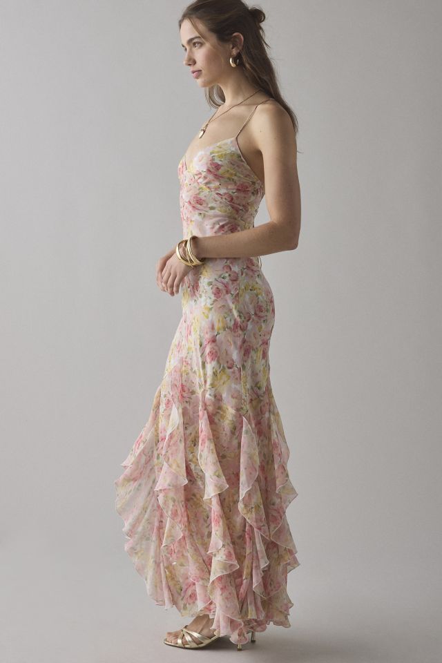 For Love & Lemons Elea Cascading Ruffle Chiffon Maxi Dress #2