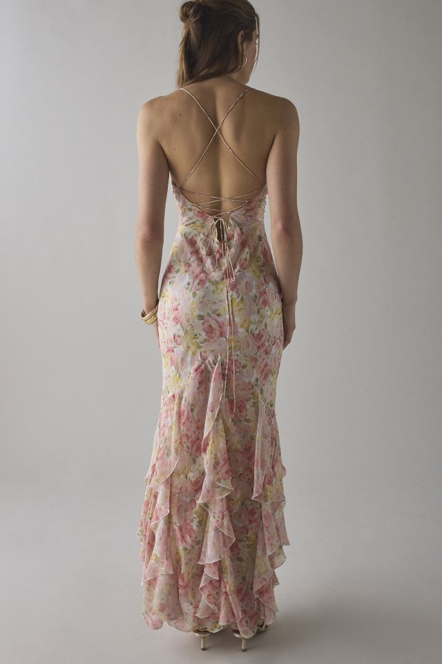 For Love & Lemons Elea Cascading Ruffle Chiffon Maxi Dress #3