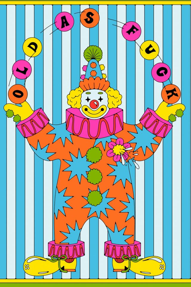 Red Cap Old Clown Birthday Card #1