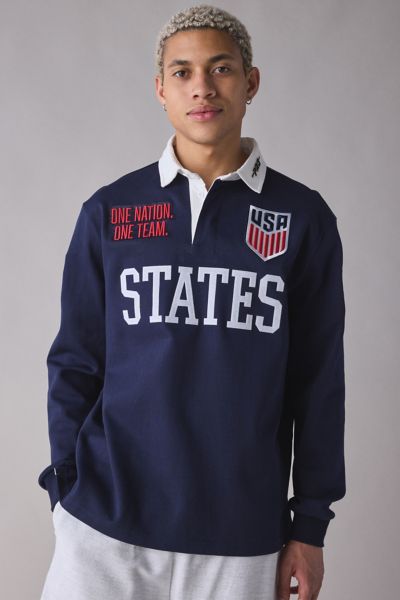 Shop Pro Standard Us Soccer Long Sleeve Polo Shirt In Navy, Men's At Urban Outfitters