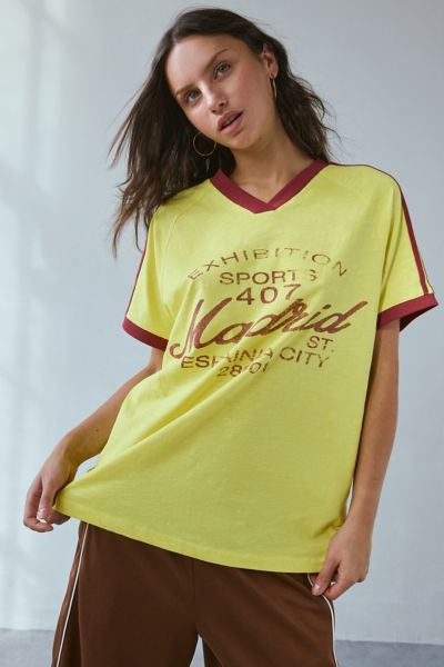 tシャツ REWORKED VARSITY LOW BACK TOP レディース Hesaco Womens Graphic Tees - Oversized Jersey Off Shoulder