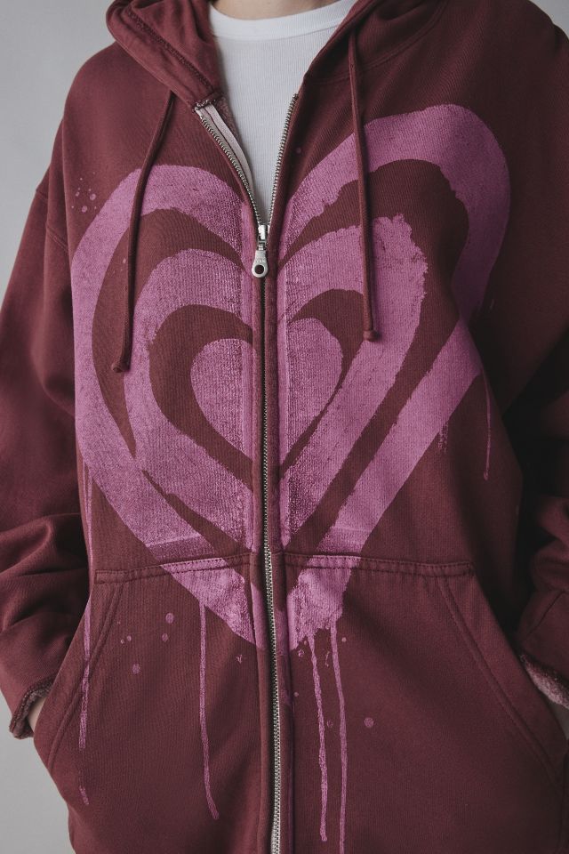 Project Social T Drippy Heart Graphic Zip Hoodie Sweatshirt #1