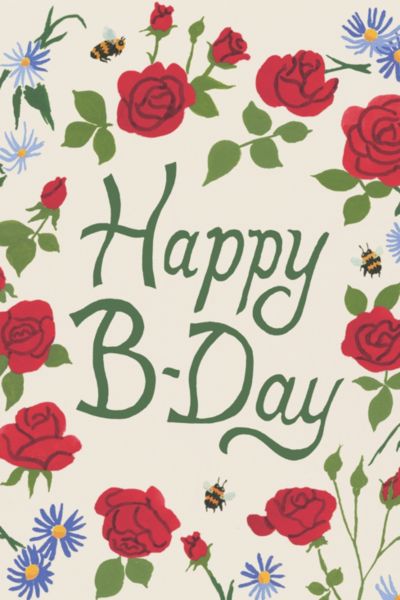 Red Cap Blooming Roses Birthday Card