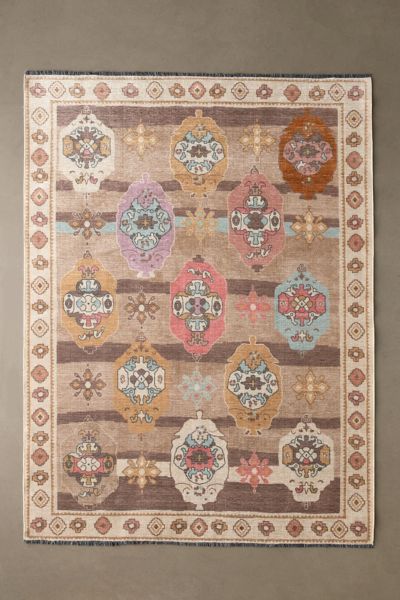 Urban Outfitters Lorna Medallion Printed Chenille Rug In Brown At