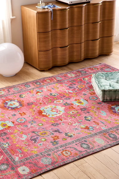Liliana Floral Oushak Printed Chenille Rug