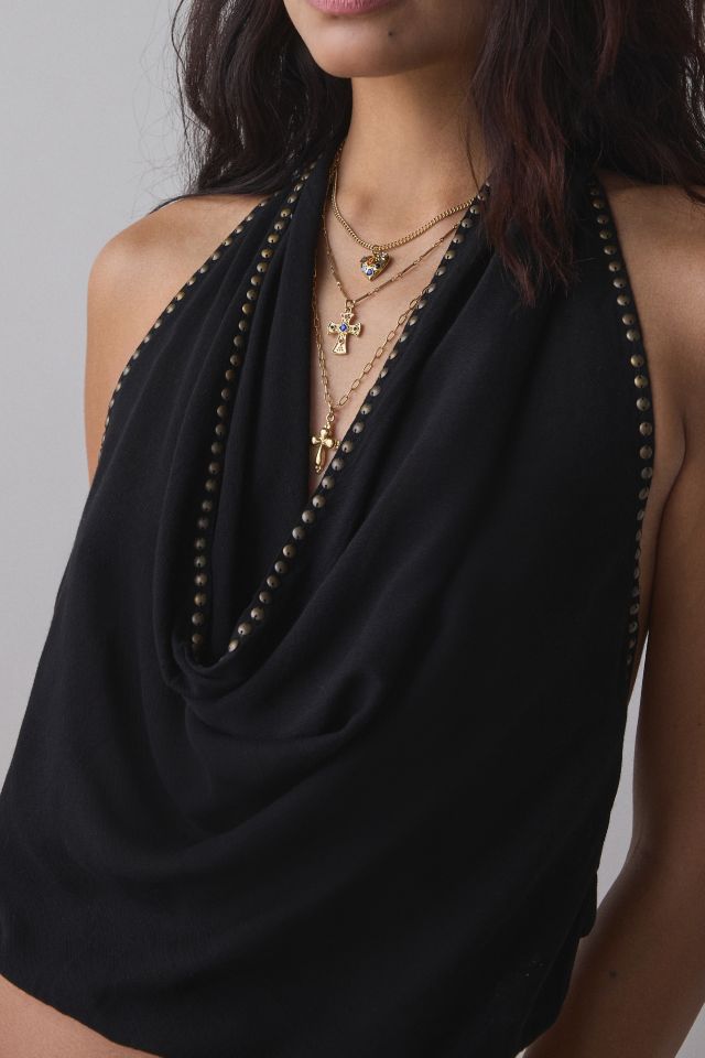 Jaded London Tatiana Studded Backless Halter Top #1