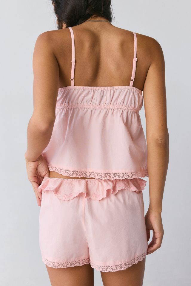 Out From Under Sterling Lace-Trim Cotton Babydoll Cami & Micro Short Set
