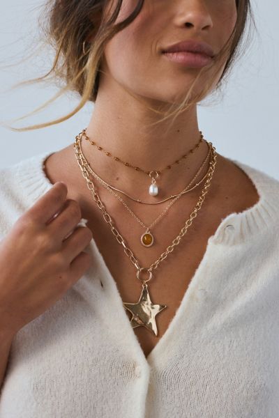 Ensemble de Colliers Superposés avec Pendentif Étoile Jupiter