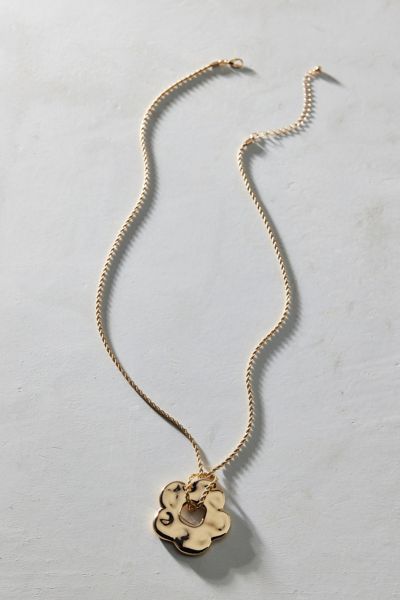 Urban Outfitters Milan Metal Pendant Necklace In Gold Molten Flower, Women's At