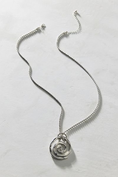 Urban Outfitters Milan Metal Pendant Necklace In Silver Swirl, Women's At  In Neutral