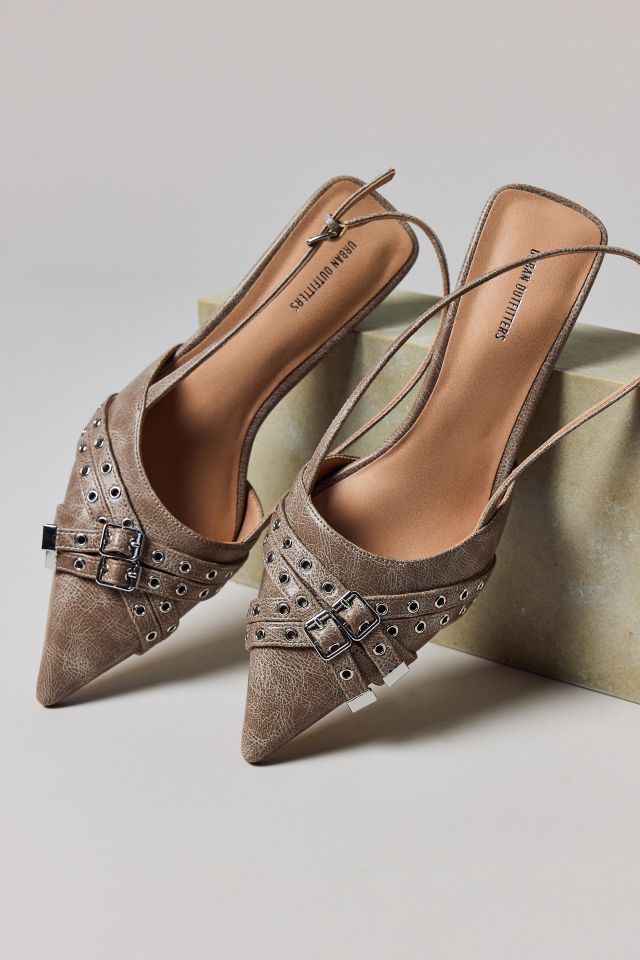 UO Wren Buckle Slingback Kitten Heel