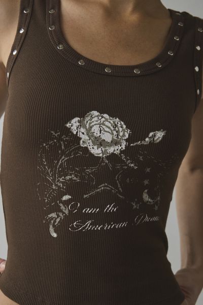 Motel Daxio American Dream Graphic Studded Tank Top