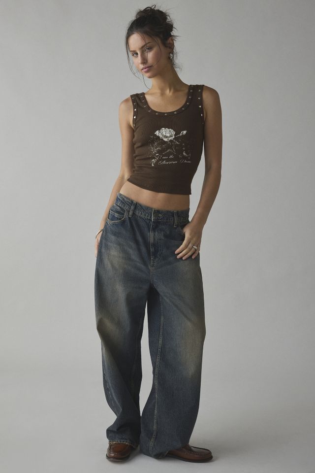 Motel Daxio American Dream Graphic Studded Tank Top #2