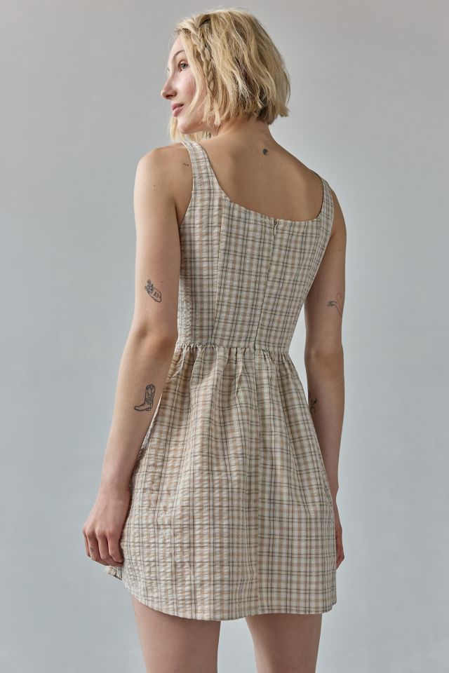Another Girl Gingham Seersucker Scoop Neck Mini Dress #1
