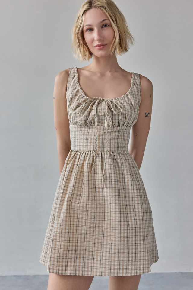 Another Girl Gingham Seersucker Scoop Neck Mini Dress #3