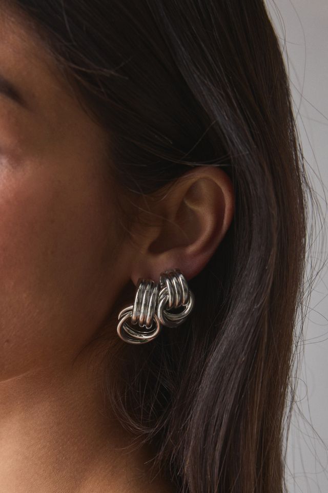 Knotted Stud And Hoop Earring Set #1