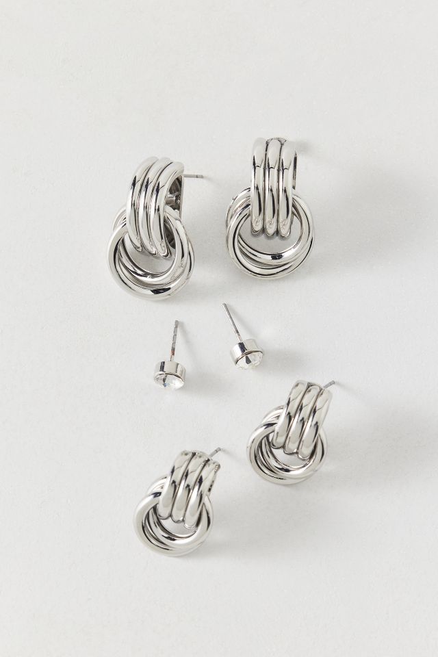 Knotted Stud And Hoop Earring Set #2