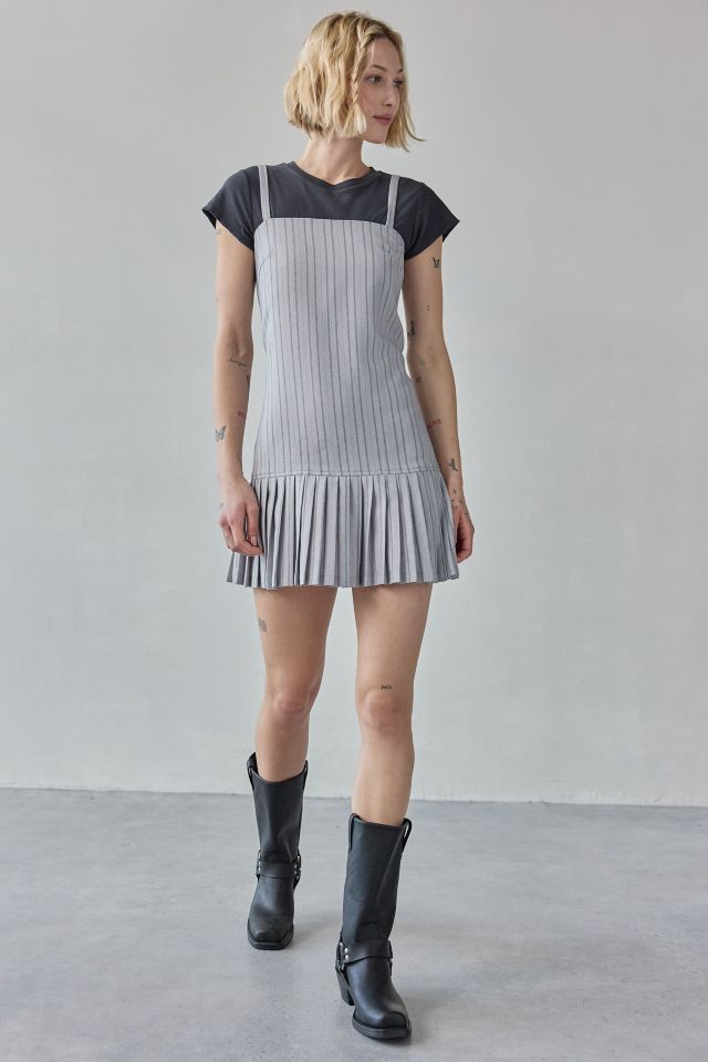 Another Girl Tailored Pinstripe Pleated-Hem Mini Dress #1
